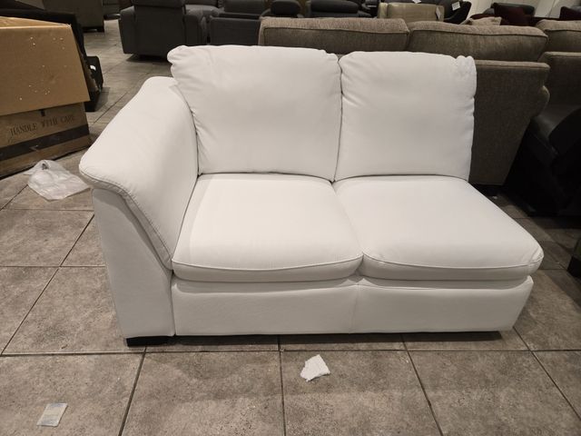 Genuine Leather White Love seat — Sectional Piece Only