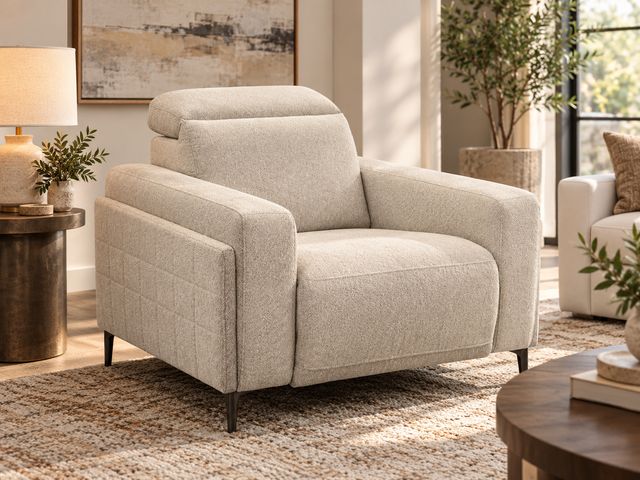 Macy’s Nevio 39" Fabric Power Recliner Chair with Power Headrest – Beige