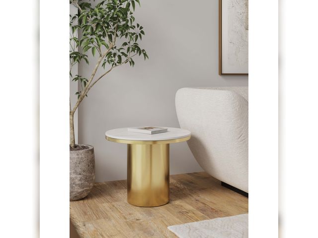 Glenn 19.68 in. Modern Gold Round Sintered Stone Top End