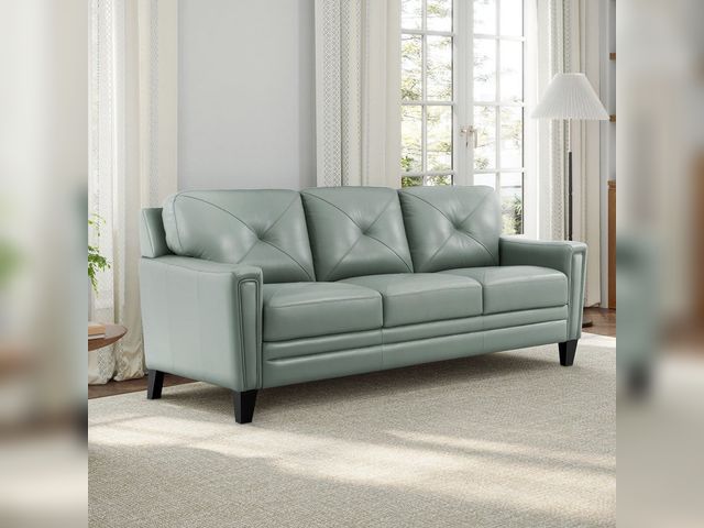 Abbyson Home Atmore Top Grain Leather Sofa – Blue