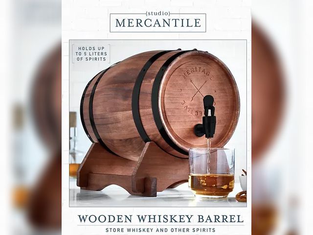 Studio Mercantile Miniature Wood Whiskey Barrel Dispenser