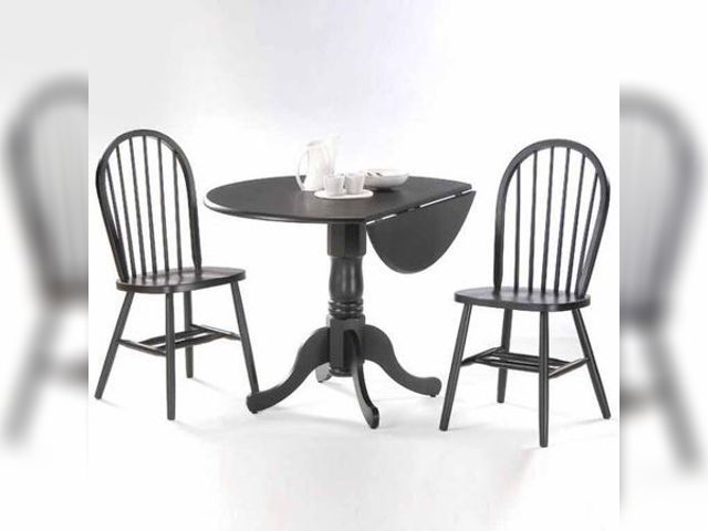 Windsor 3-pc. Drop-Leaf Dining Table & Chair Set, Black