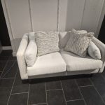 Macy’s Bauhaus 672K 2-Seat Fabric Loveseat with Feather Accent Pillows – Cream — photo 2