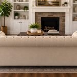 Martha Stewart for Macy’s Tufted Chesterfield Fabric Sofa – Rolled Arms | Cream / Beige — photo 3